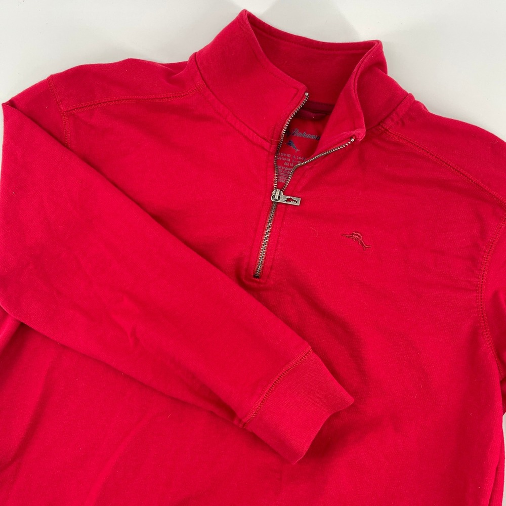 Tommy Bahama Red Quarter Zip Pullover Sweatshirt Kids L 14-16 Boys‎ Girls